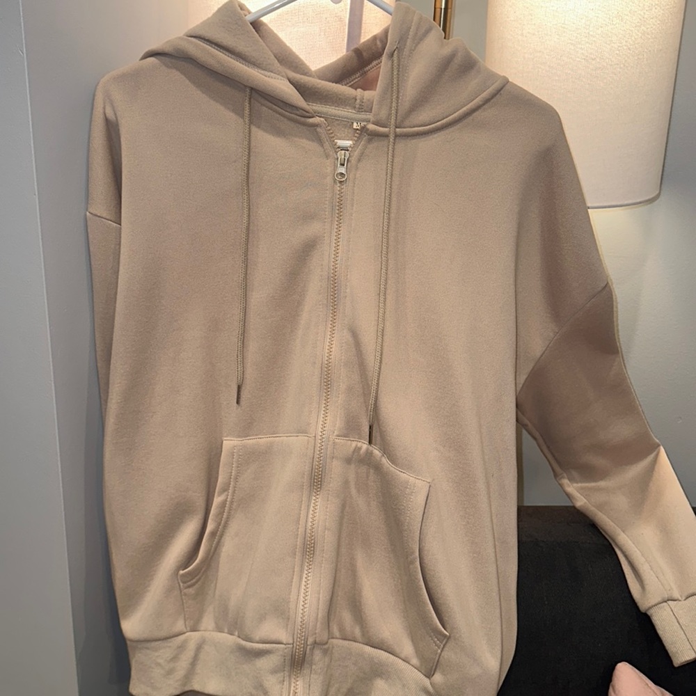 Tan oversized zip up